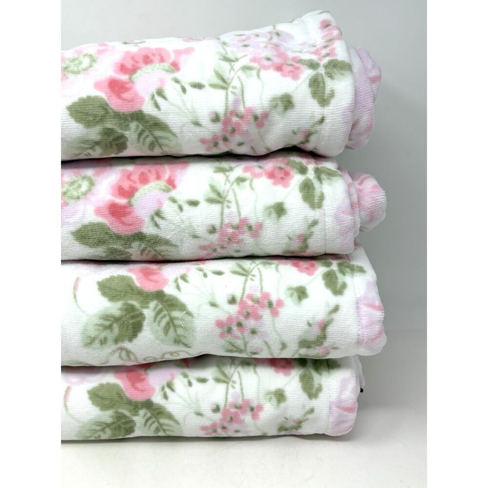 Laura Ashley Bath Towels Set Morning Gloria Floral 4 Pcs Pink Green White NWT - Picture 8 of 9